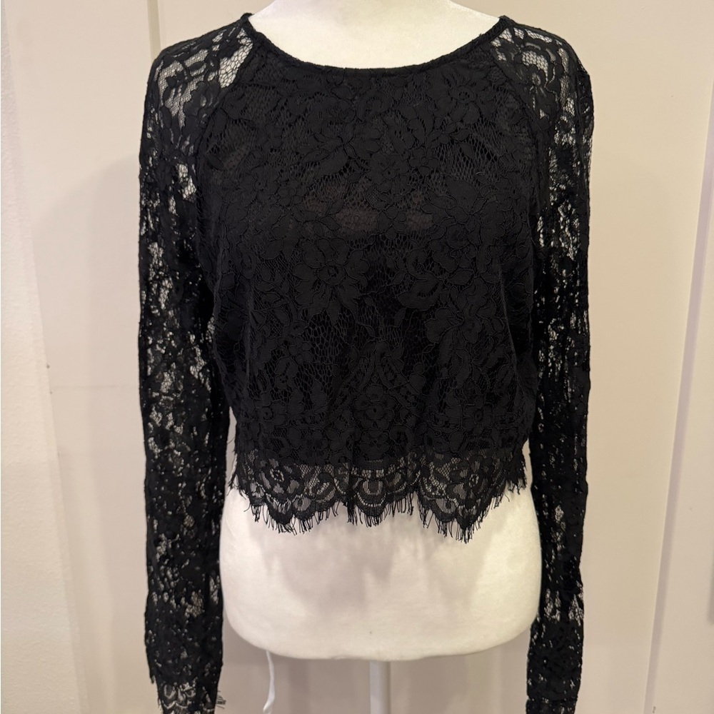 NWT Windsor Black Lace Long Sleeve Blouse size large